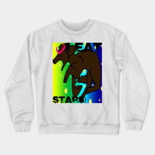 Rainbow Wolf eating stars! Crewneck Sweatshirt